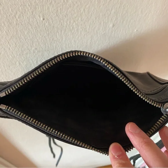 Rebecca Minkoff Black Leather Bag with Rainbow Oil Slick Hardware - Picture 12 of 14